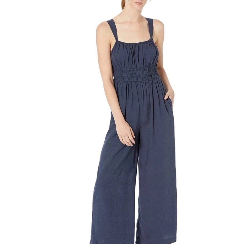 Madewell Navy Wide-Leg Sleeveless Jumpsuit